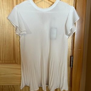 Adrianna Papell Size Medium white/cream Peplum Ruffle Hem Blouse